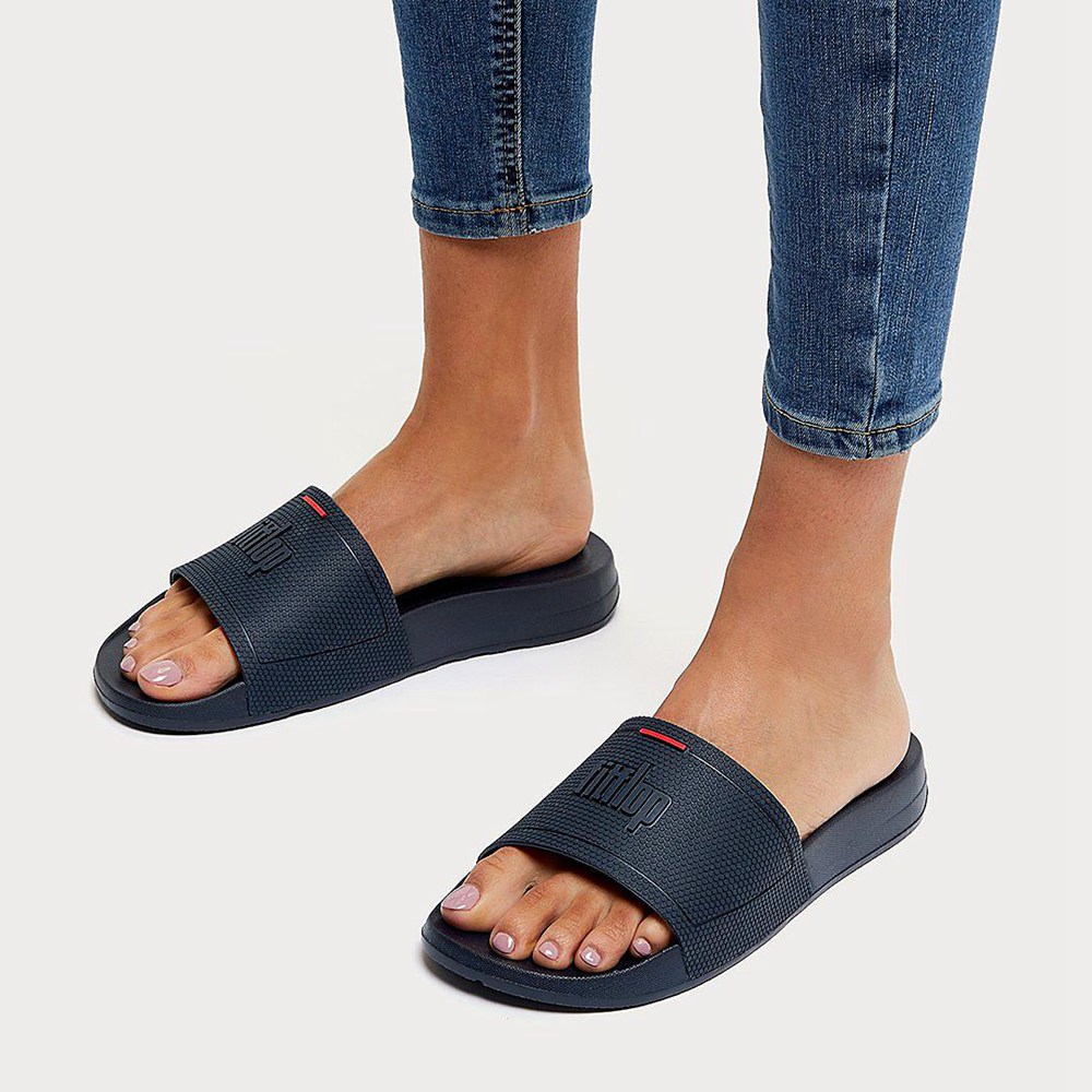 Fitflop Womens Slides Navy - Iqushion Pool - 15AIWKJND